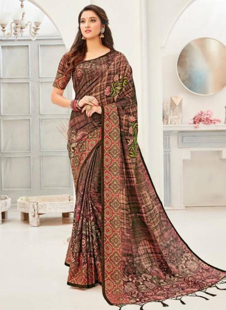 Brown STYLEWELL AAKRUTI VOL 2 Designer Kanjivaran Silk Fancy Printed Ethnic Wear Saree Collection 506